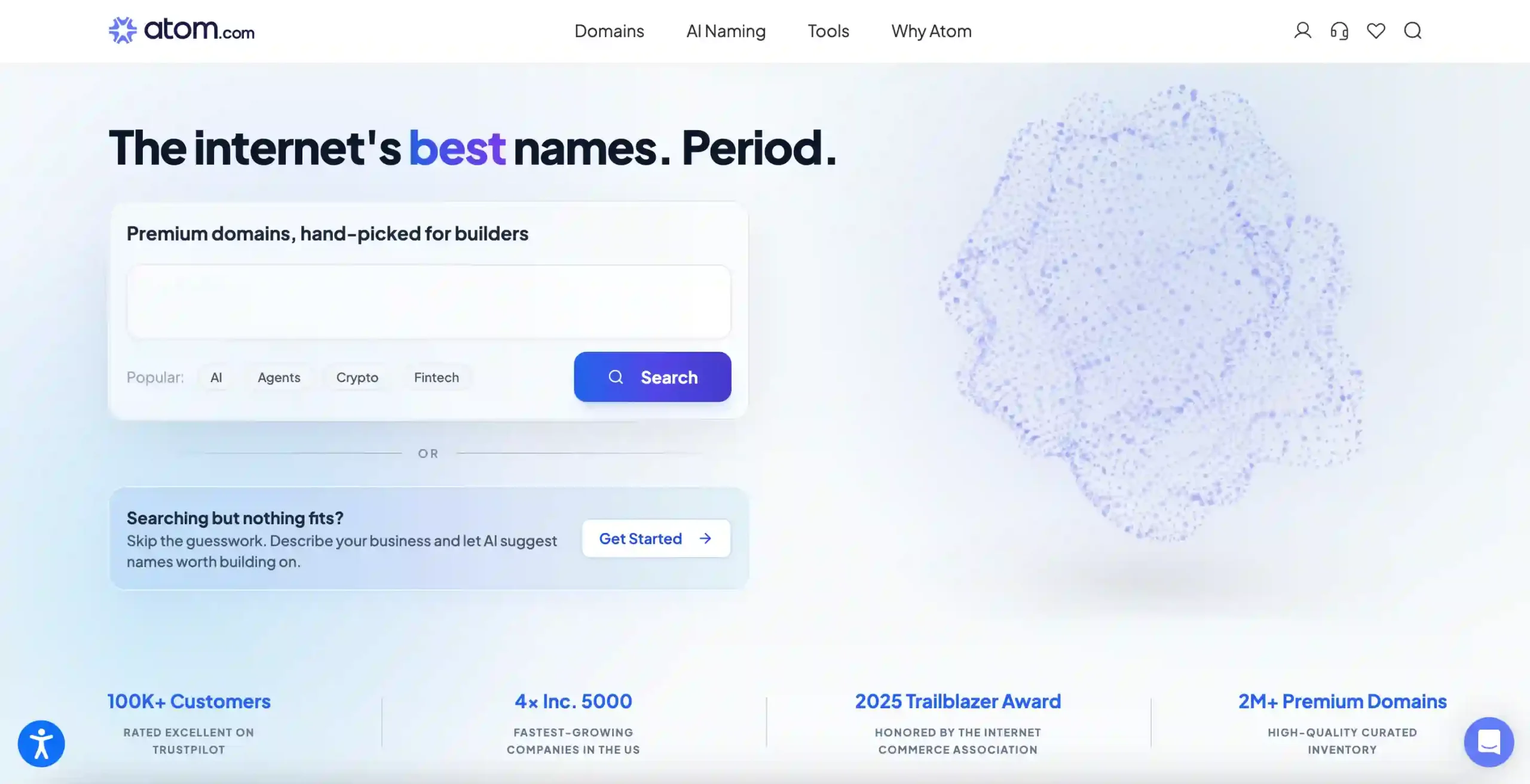 Atom Domain marketplace search interface